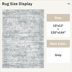 Area Rug 10x12 Vintage Washable Living Room Large Gray Carpet Non Slip Bedroom - Image 6
