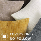 decorUhome Oatmeal Chenille Throw Pillow Covers 20x20 Set of 2 Textured Soft - Image 7