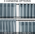 Nanspring Light Blue Linen Curtains Semi Sheer 96 Inches Long 2 Panels Set - Image 2