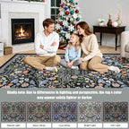Area Rugs 9x12 Living Room: Floral Washable Rug Vintage Large Soft Boho - Image 9