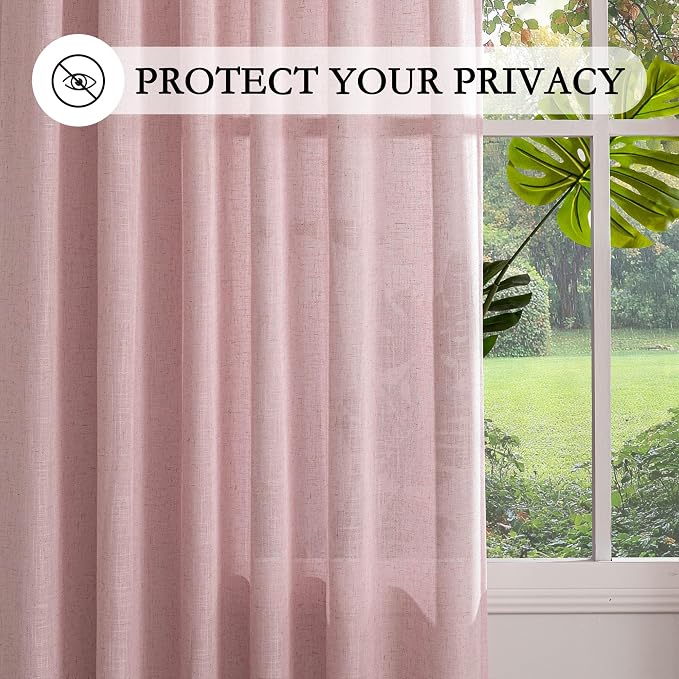 MYSKY HOME Pink Sheer Curtains for Girls Bedroom 84 Inches Long Girl Curtain - Image 5