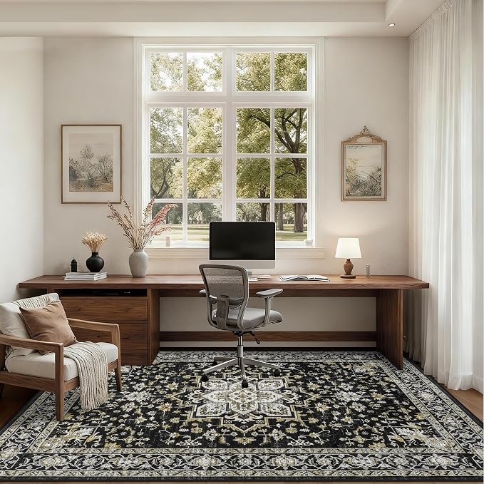 Area Rugs 10x12 Living Room Rug: Washable Rug Soft Vintage Boho Medallion - Image 5