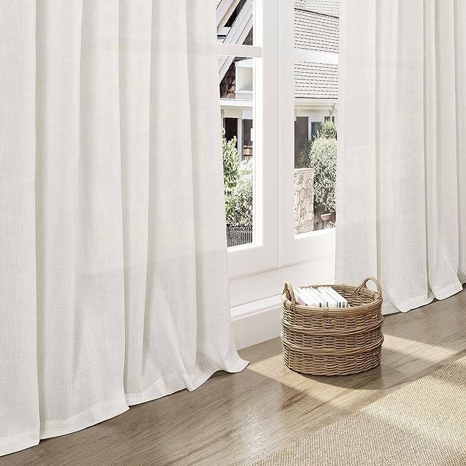 Cream Kitchen Cafe Curtains 40 Inch Length 2 Panel Set Back Tab Pocket Semi - Image 6