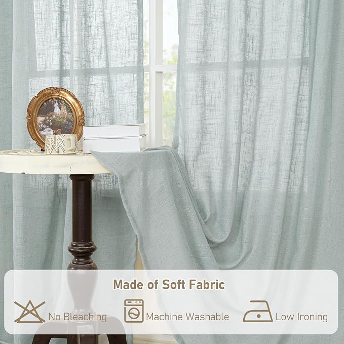 LAMIT Short Linen Curtains 40 Inches Long - Image 7