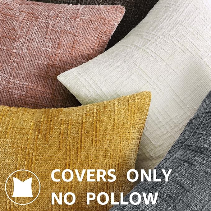 decorUhome Summer Pink Chenille Euro Sham Throw Pillow Covers 24x24 Set of 2 - Image 8