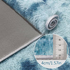 Super Soft Fluffy Living Room Area Rug 2x5 ft Tie-Dyed Light Blue Shaggy Furry - Image 5