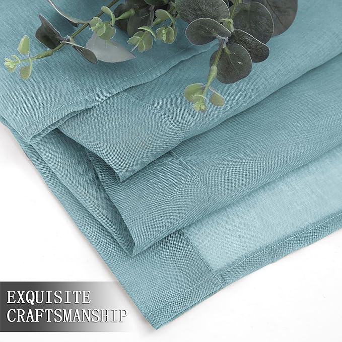 Tollpiz Sheer Curtains Linen Textured Bedroom Curtain Sheers Light Filtering - Image 7