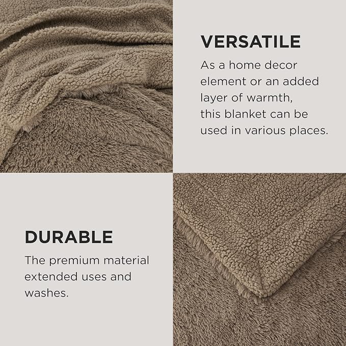 Bedsure GentleSoft Fluffy Brown King Size Blanket - Image 4
