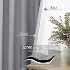 Guken Grey 100% Blackout Curtains 108 Inch Length 2 Panels Set - Image 4