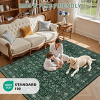 3x5 Area Rugs Living Room Rug: Washable Vintage Distressed Floral Rug No Slip - Image 8