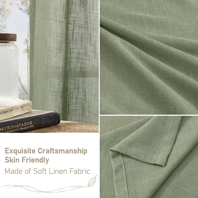 LAMIT Faux Linen Curtains 63 inches Long - Image 6