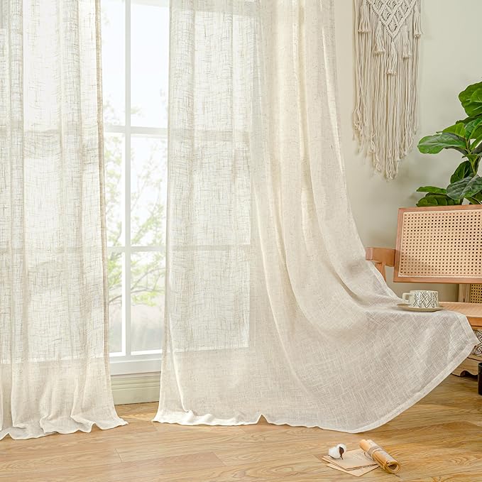 LAMIT 45 Inch Short Window Linen Curtains, Light Filtering Panels Back Tab and - Image 9