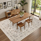 Area Rugs 10x14 Living Room Rug: Washable Rug Soft Vintage Distressed Floral - Image 4