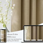 NICETOWN Oatmeal Faux Linen Room Darkening Rod Pocket Curtains 63 inch Length - Image 3