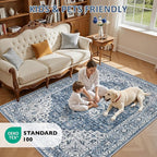 5x7 Area Rugs Living Room Rug: Washable Vintage Boho Medallion Rug No Slip - Image 8