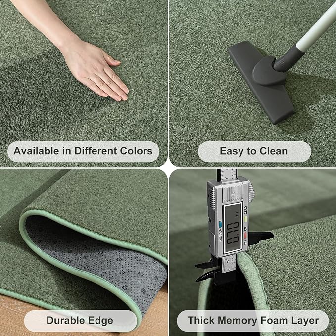 Amearea 5x5 Square Area Rugs for Bedroom Living Room, Sage Green Thickened - Image 5