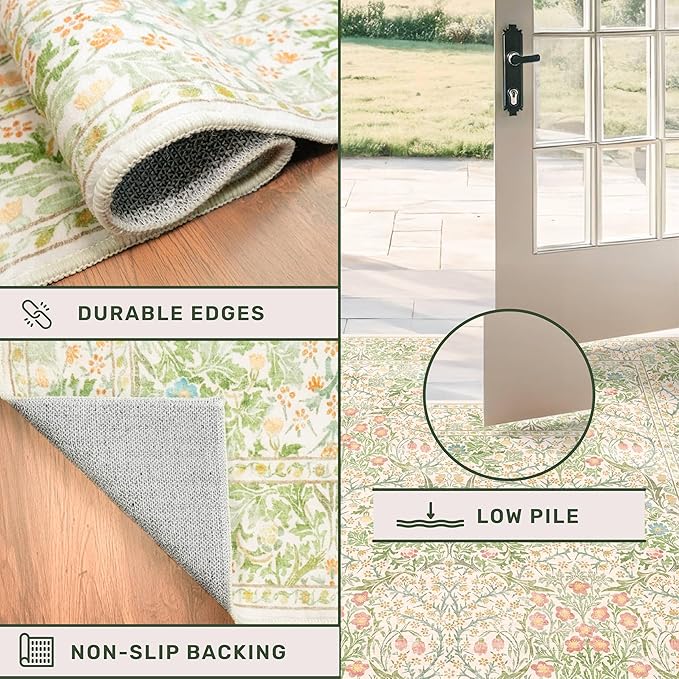 Washable Light Green Rug for Bedroom - Image 4
