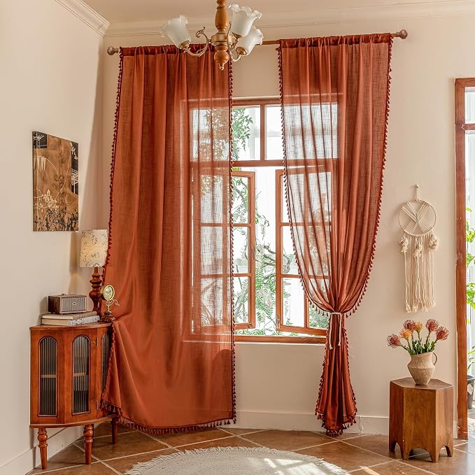 MYSKY HOME Door Curtains for Closet Doorways, 72 Inches Long Sheer Light - Image 7