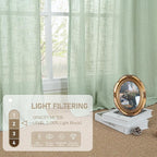 LAMIT Fresh Green Linen Curtains 45 Inch Length 2 Panels, Light Filtering - Image 4
