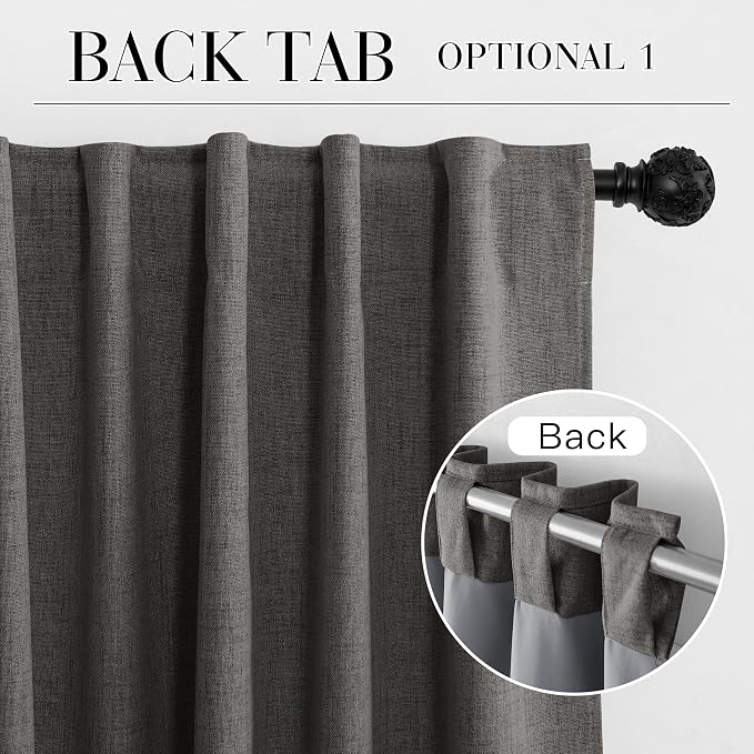 RYB HOME Grey 100% Blackout Linen Curtains 72 inch Long, Thermal Insulated & - Image 7