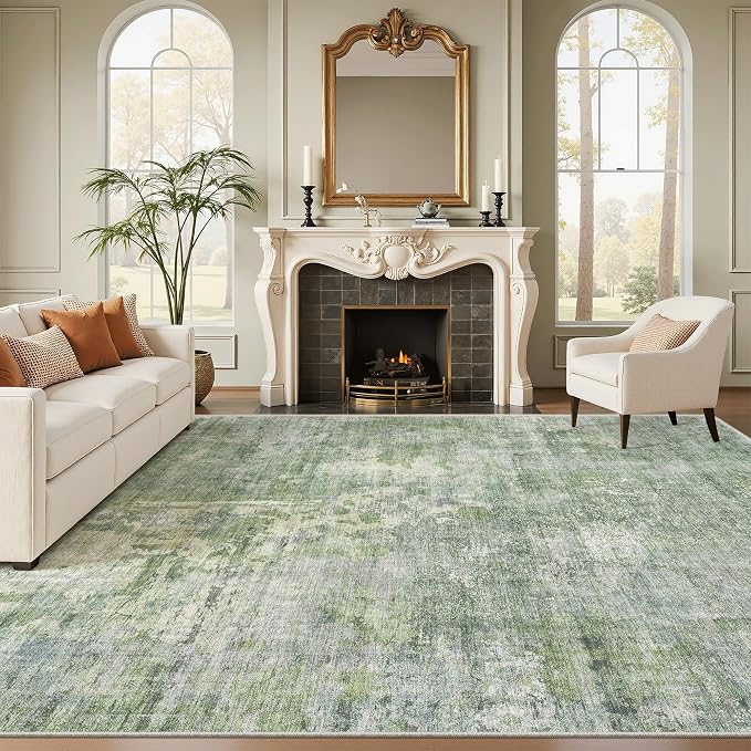Area Rug 10x12 Vintage Washable Living Room Large Carpet Non Slip Bedroom by Soalmost
