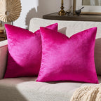 GIGIZAZA Hot Pink Pillow Covers 16x16 Throw Pillows Velvet Decorative Sofa by GIGIZAZAFocusingonhomedecoration