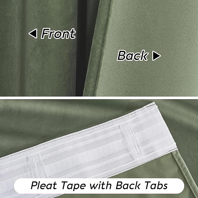 RYB HOME Sage Green Velvet Curtains - Image 5