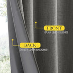 NICETOWN Grizzle Gray Vintage Linen 100% Blackout Curtains - Image 5