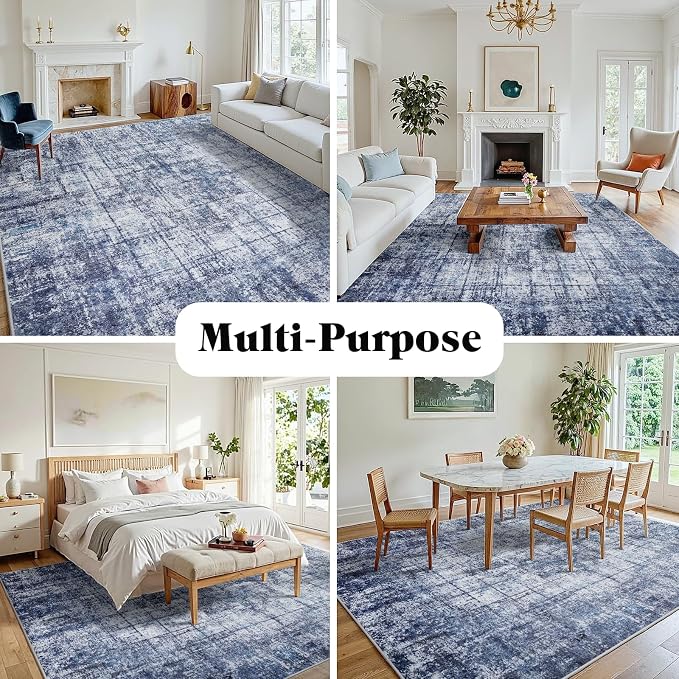 9x12 Area Rugs for Living Room Washable Rug: Anti-Skid Abstract Modern Living - Image 3