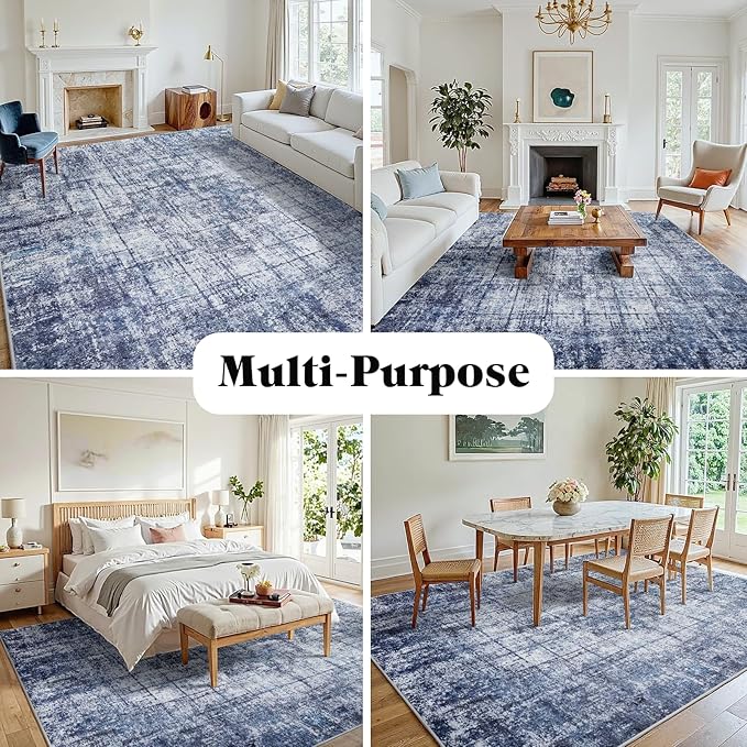6x9 Area Rugs for Living Room Washable Rug: Anti-Skid Abstract Modern Living - Image 3