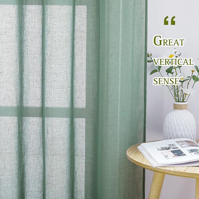 NICETOWN Flax Linen Sheer Curtains 108" Long - Image 3