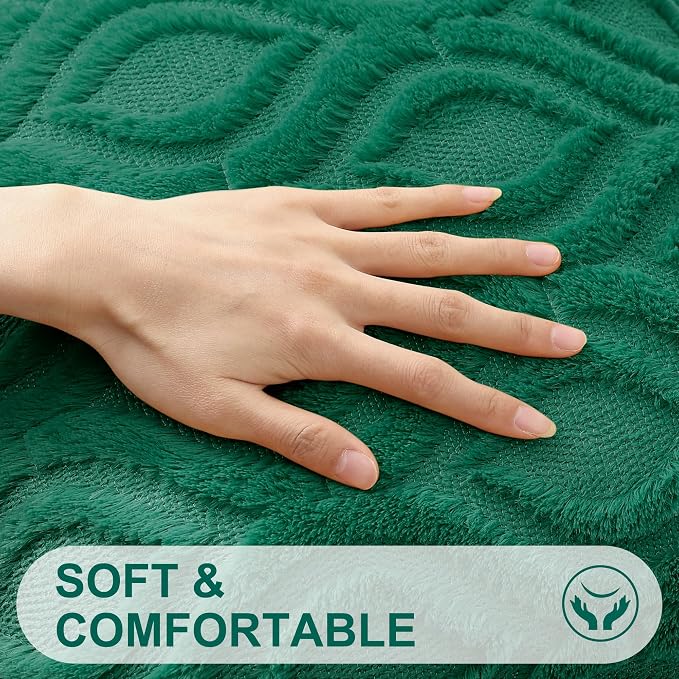 decorUhome Throw Pillow Covers 16x16 Inch Set of 2, Soft Plush Faux Wool Green - Image 2