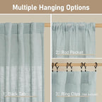 LAMIT Short Linen Curtains 40 Inch Length, Semi Sheer Light Filtering Panels - Image 2