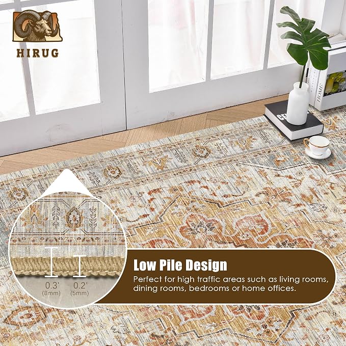 Washable Area Rug 4' x 6' Vintage Traditional Persian Mat - Image 5