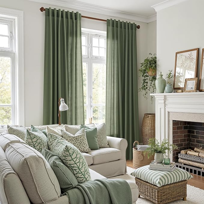 Nanspring Forest Green Linen Curtains - Image 5