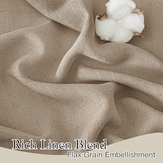 RYB HOME Sheer Linen Curtains 90 inches Long, Rod Pocket & Back Tab Linen Blend - Image 2