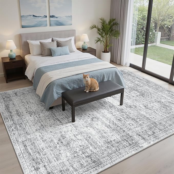 6x9 Area Rug for Living Room Washable 6x9 Gray Rug Non-Slip Modern Rugs for - Image 2