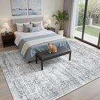 5x7 Area Rugs Gray Low Pile Indoor Washable Trendy Faded Style Rugs - Image 4