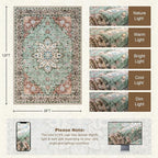 Area Rugs 9x12 Living Room Rug: Washable Rug Soft Vintage Distressed Floral - Image 2