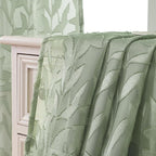 Lecloud Leia Sage Green Sheer Curtains 63 Inch Length 2 Panels, Light Filtering - Image 8