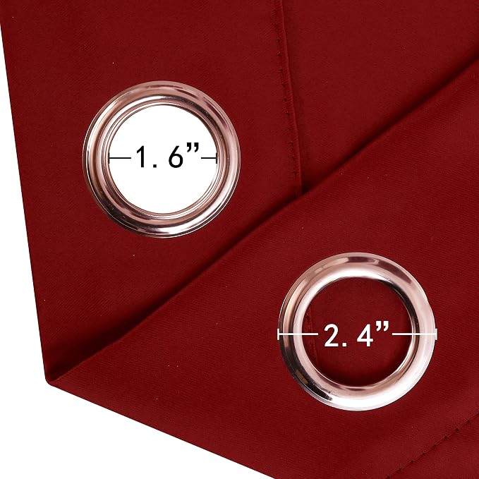 LEMOMO Dark Red Thermal Blackout Curtains/52 x 95 Inch/Set of 2 Panels Room - Image 6