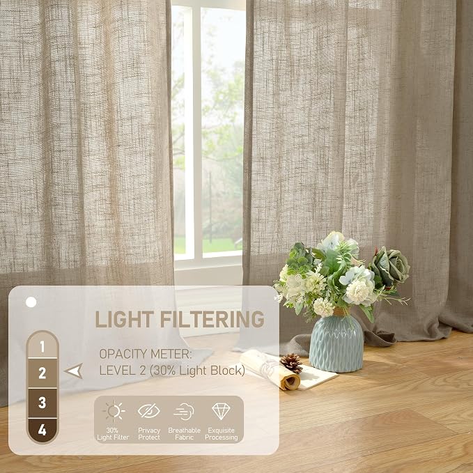 LAMIT Taupe Linen Curtains 90 Inch - Image 4