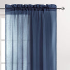 DWCN Navy Blue Sheer Curtains Semi Transparent Voile Rod Pocket Curtains - Image 2