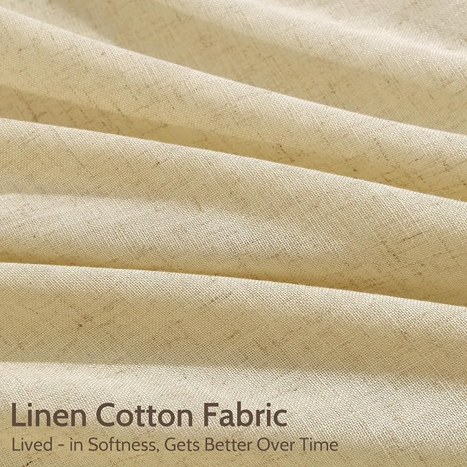 Nanspring Cream Yellow Linen Curtains 90 Inches Long - Image 4
