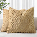 decorUhome Throw Pillow Covers 16x16 Inch Set of 2, Soft Plush Faux Wool Khaki by decorUhome