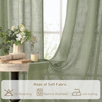 LAMIT Sage Green Linen Curtains 48 Inch Length 2 Panels, Light Filtering Panels - Image 8