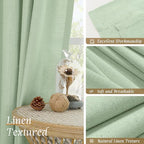 LAMIT Light Green Linen Window Curtains 63 Inch Length, Light Filtering Neutral - Image 7