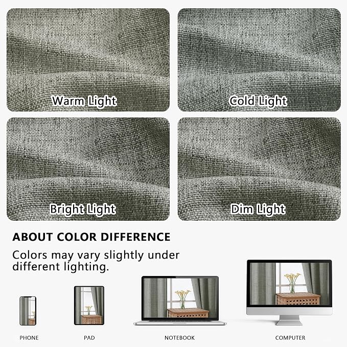 OVZME Valance for Windows, Light Filtering Faux Linen Textured Small Short - Image 9
