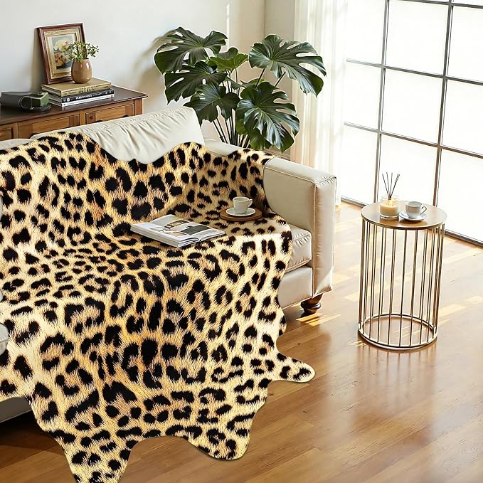 AROGAN 5.2 x 6.2 Ft Faux Leopard Rug, Premium Animal Skin Cheetah Hide Rug - Image 4