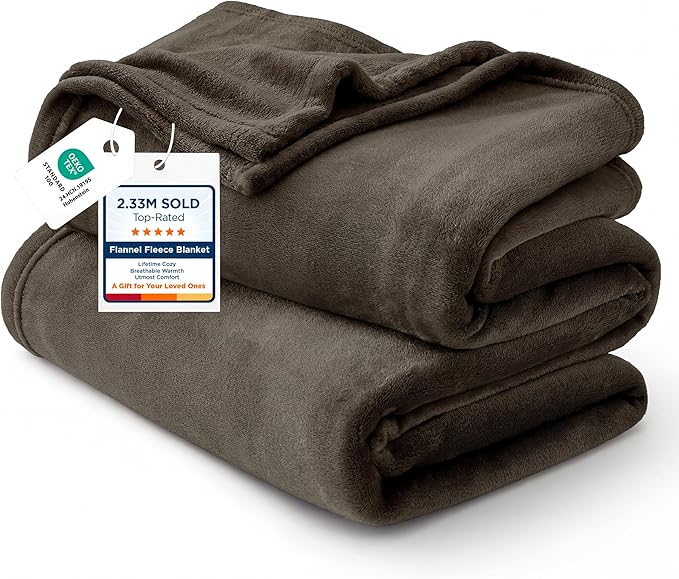 Bedsure GentleSoft Fleece Blankets Queen Size Brown by BEDSURE